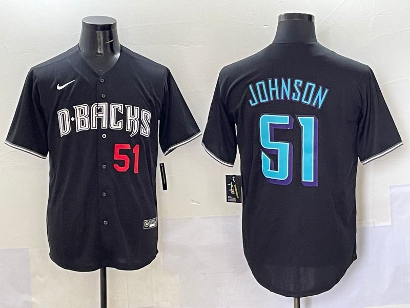 Men 2025 Arizona Diamondback 51 Johnson Black Joint Name Nike MLB Jersey style 5